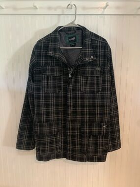 O'Neill Men's Black & Gray Plaid Lightweight Shirt Jacket